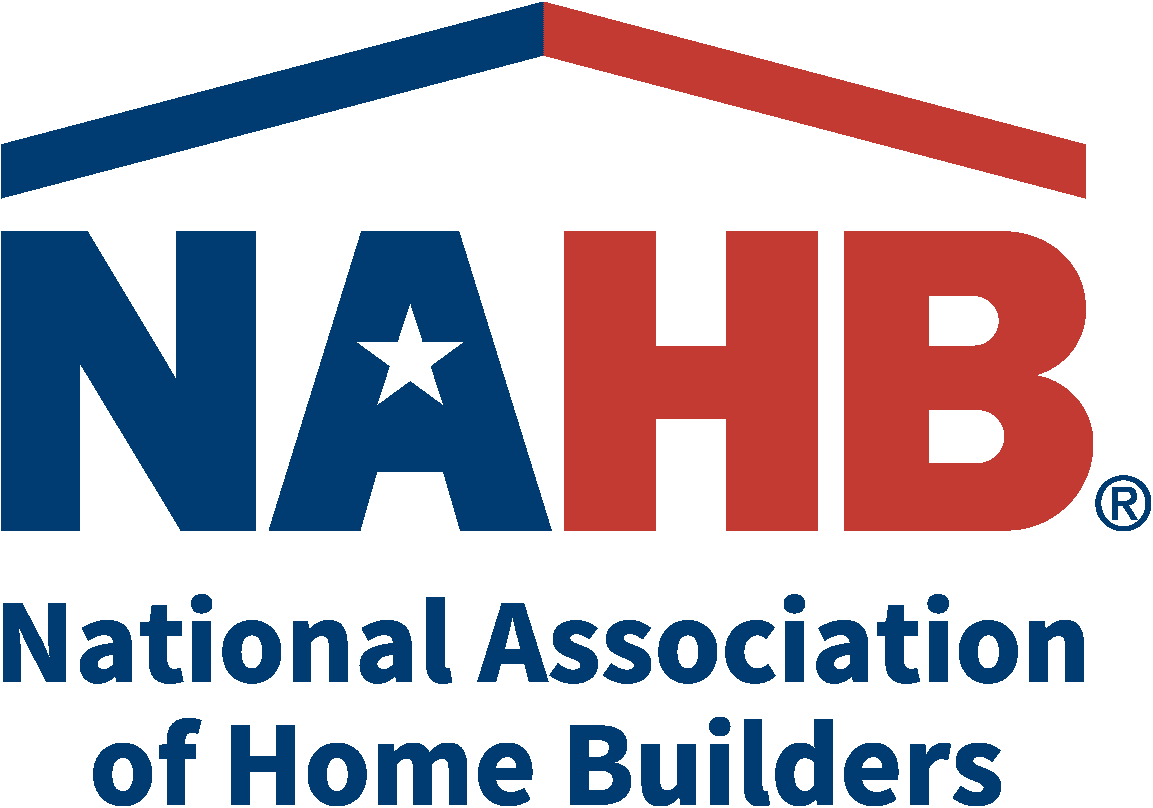 Logo of the National Association of Home Builders (NAHB) featuring the acronym "NAHB" in bold letters, with a blue star and a roof icon above the text, emphasizing the organization's focus on home building and construction.